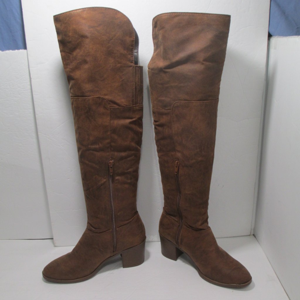 New Qupid Over The Knee Boots Brown Faux Suede Size 6